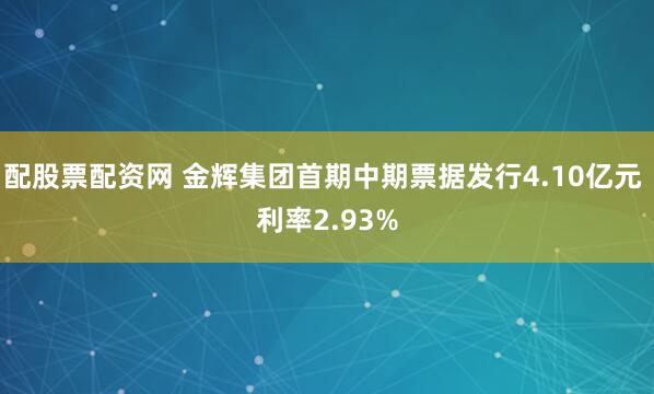 配股票配资网 金辉集团首期中期票据发行4.10亿元 利率2.93%